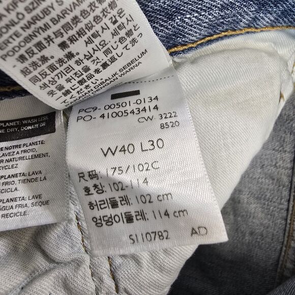 Levis 501 Original Fit Mens 40x30 Blue Jeans Stonewash Straight Leg Button Fly - Picture 11 of 15